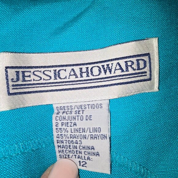 JESSICA HOWARD LINEN BLEND BRIGHT BLUE SLEEVELESS MAXI DRESS WOMENS SIZE 12 - Picture 5 of 6